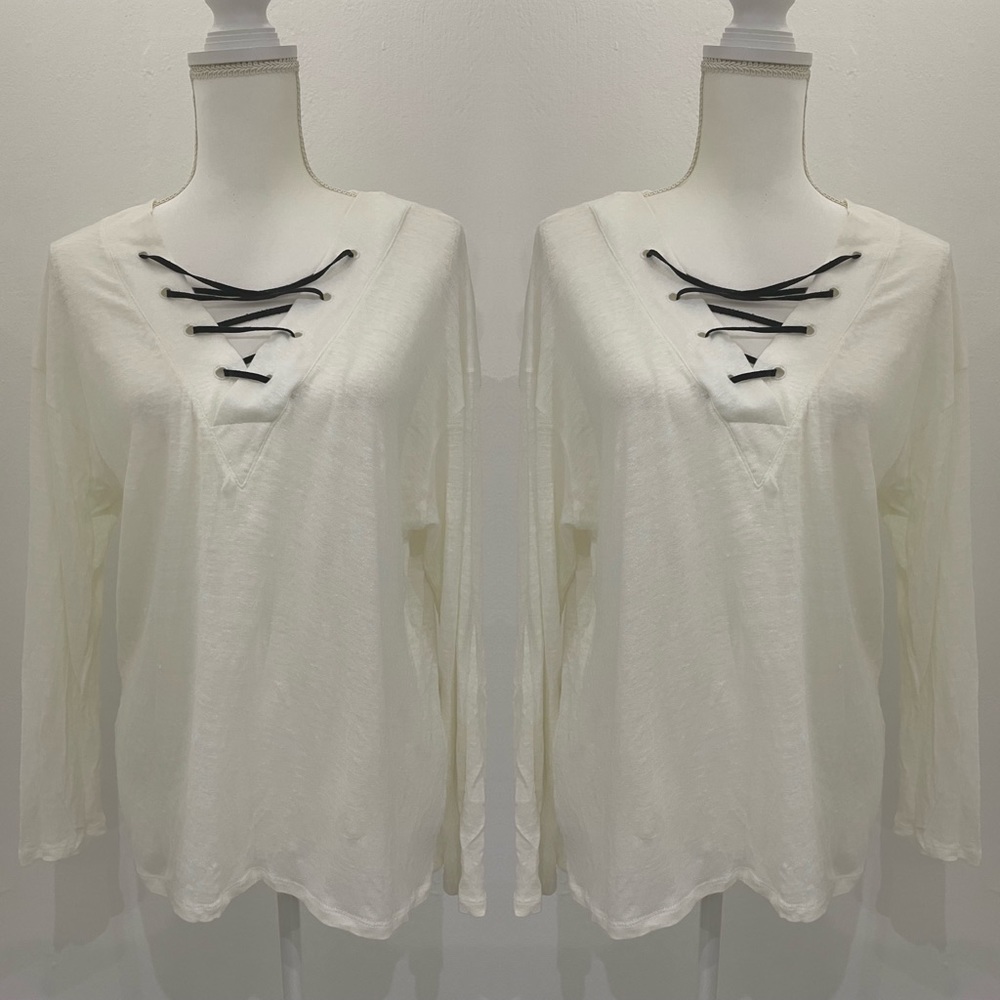 Zara off white long sleeves cotton top size M